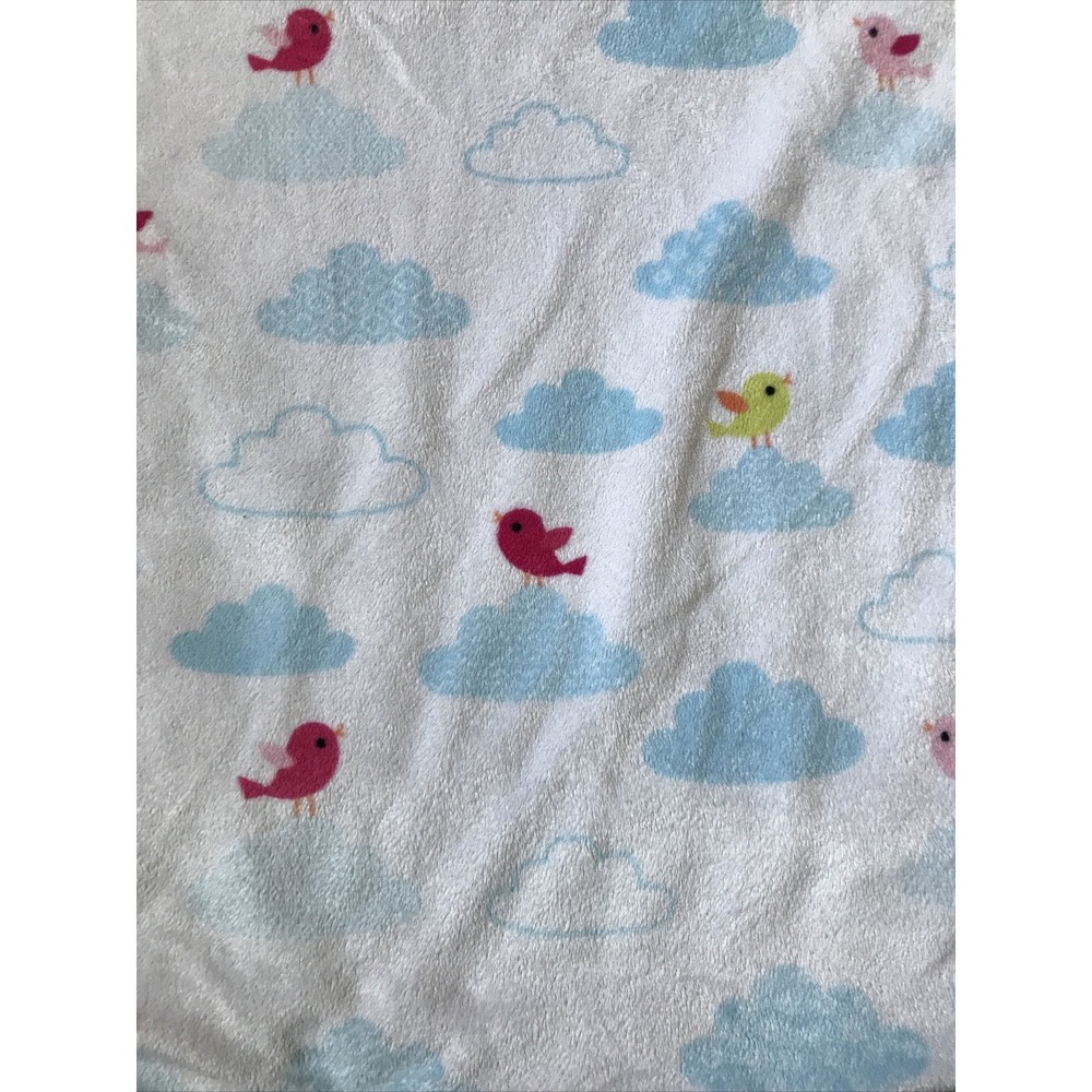 Circo White Velour Blue Cloud Sherpa Baby Blanket‎ Lovey Pink Green Birds